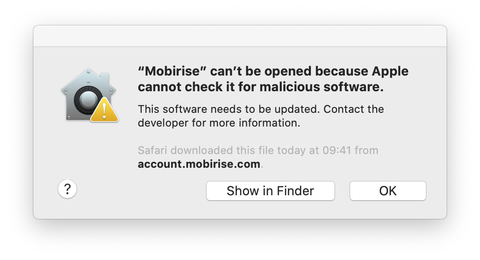 App needs to be updated mac catalina 2017